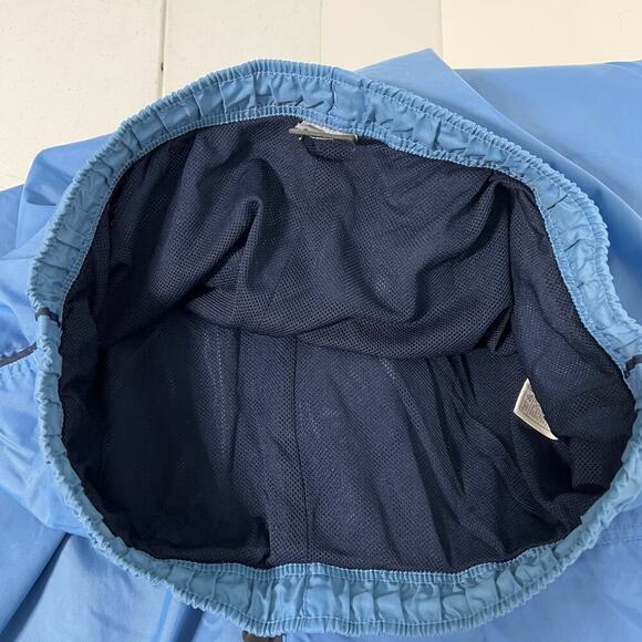 VTG Y2K Nike Windbreaker Track Pants Mens M Gray Tag Baggy Wide Nylon Lined Blue - Picture 10 of 15